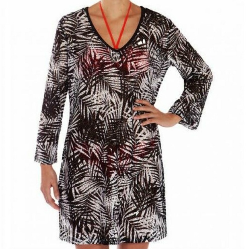 Mario Serrani palm leaf beach swimsuit cover up s